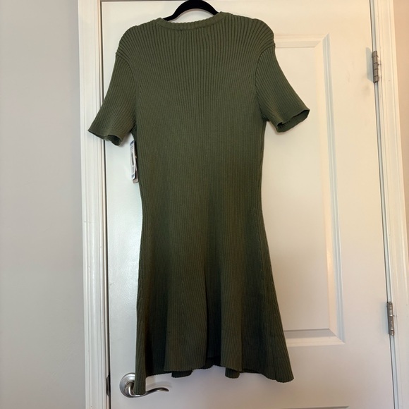French Connection Women’s Olive Green Button-Front Knit Dress - Picture 8 of 14